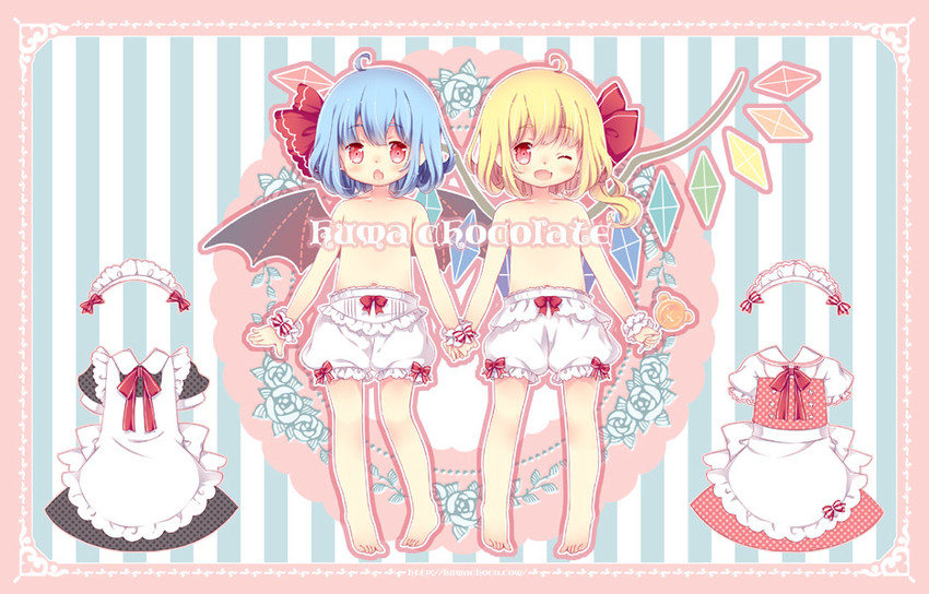 remilia scarlet and flandre scarlet (touhou) drawn by aogiri_sei