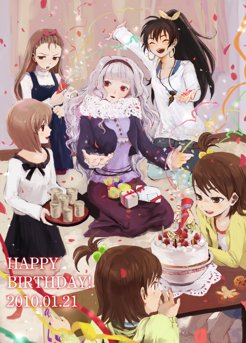 shijou takane, minase iori, ganaha hibiki, hagiwara yukiho, futami mami, and 1 more (idolmaster) drawn by saintpaulia