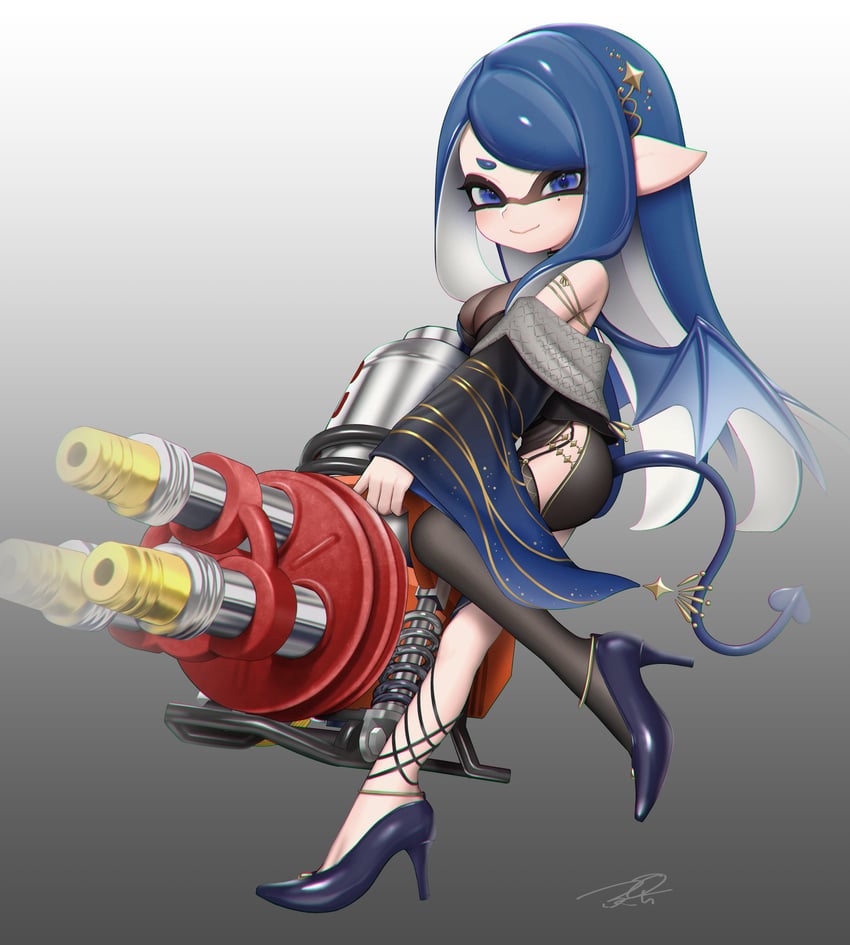 inkling player character and inkling girl (splatoon and 1 more) drawn by puchiman