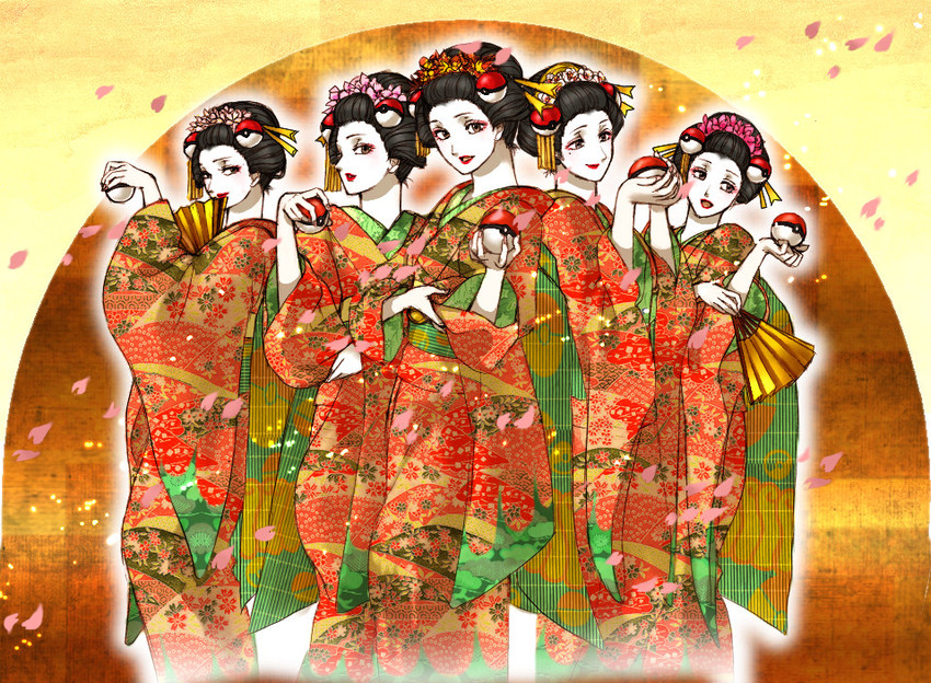 kimono girl (pokemon and 1 more) drawn by micho