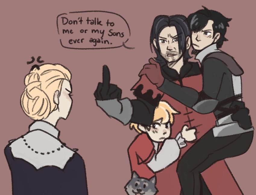 clive rosfield, joshua rosfield, torgal, anabella rosfield, and elwin rosfield (final fantasy and 1 more) drawn by rroastedbean