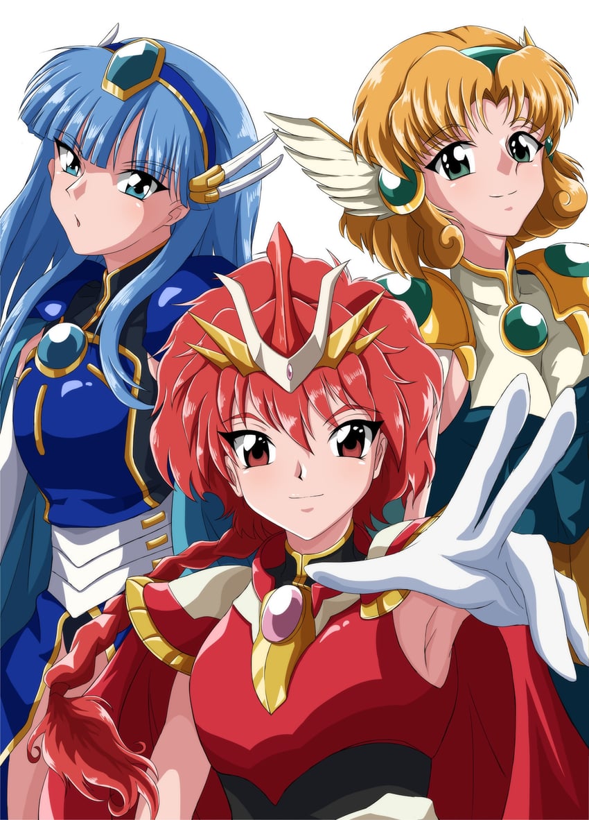 shidou hikaru, ryuuzaki umi, and hououji fuu (magic knight rayearth) drawn by safety_kaijo