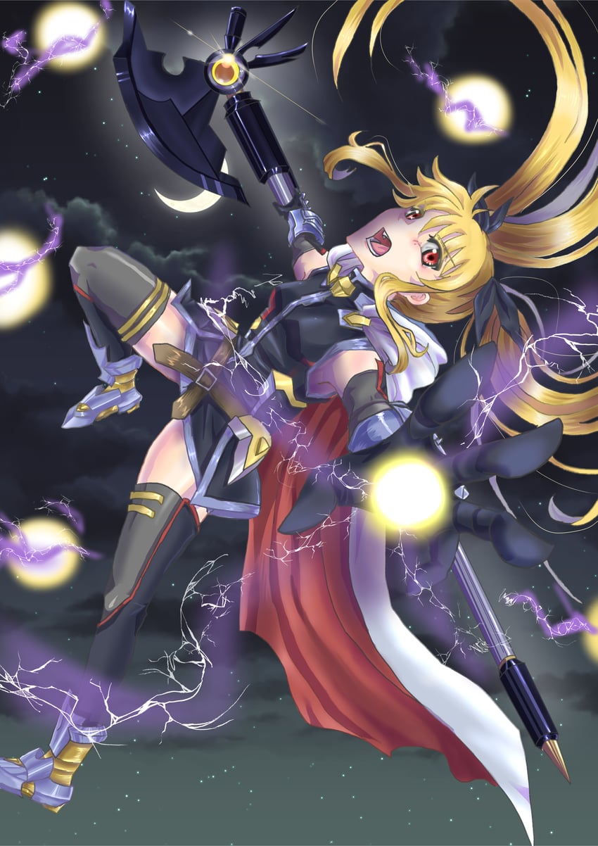 fate testarossa and bardiche (lyrical nanoha and 1 more) drawn by so_ya_(soyamaru)