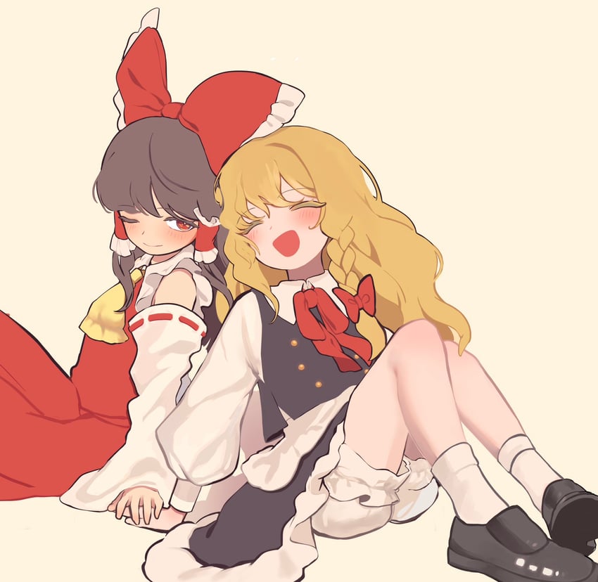 hakurei reimu and kirisame marisa (touhou) drawn by niru_(ka_k_0517)