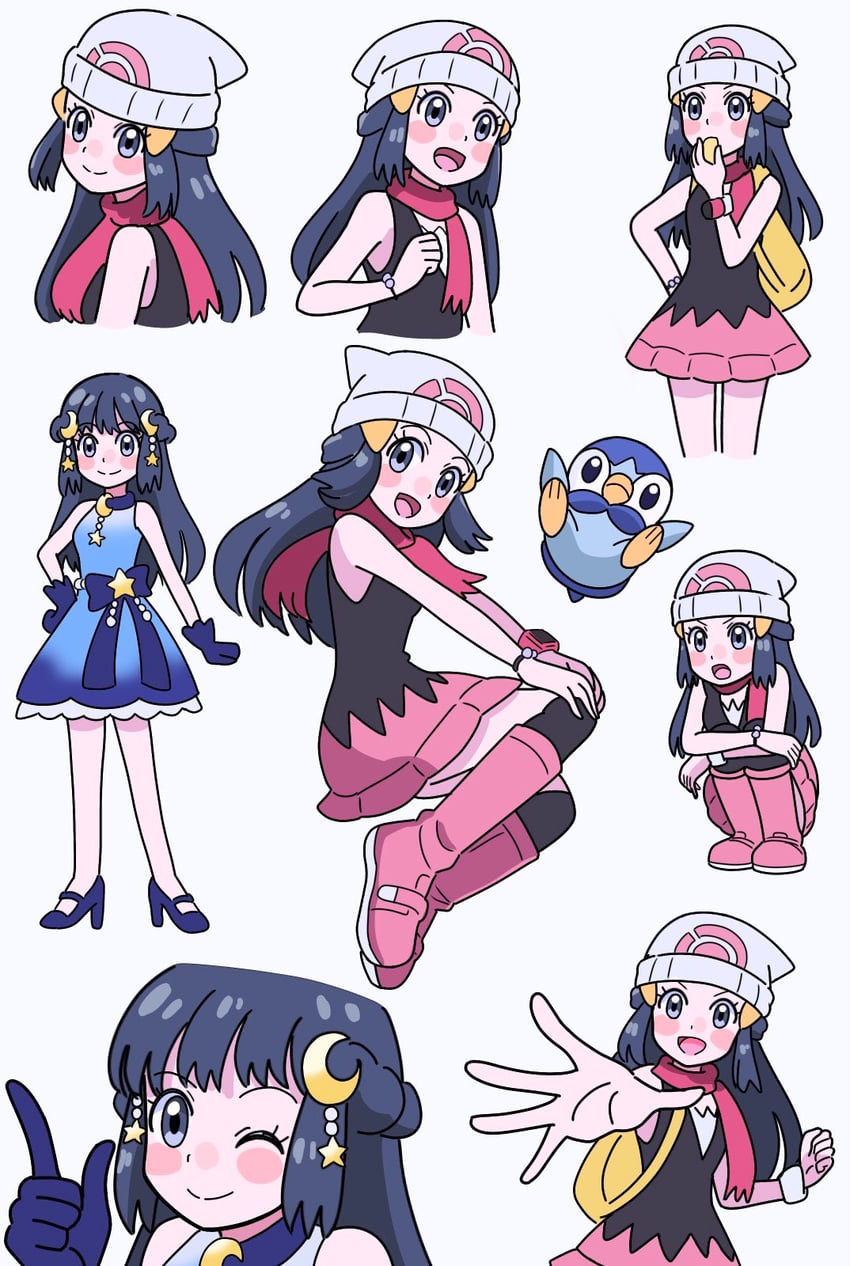 dawn and piplup (pokemon and 1 more) drawn by miin_(toukotouya)