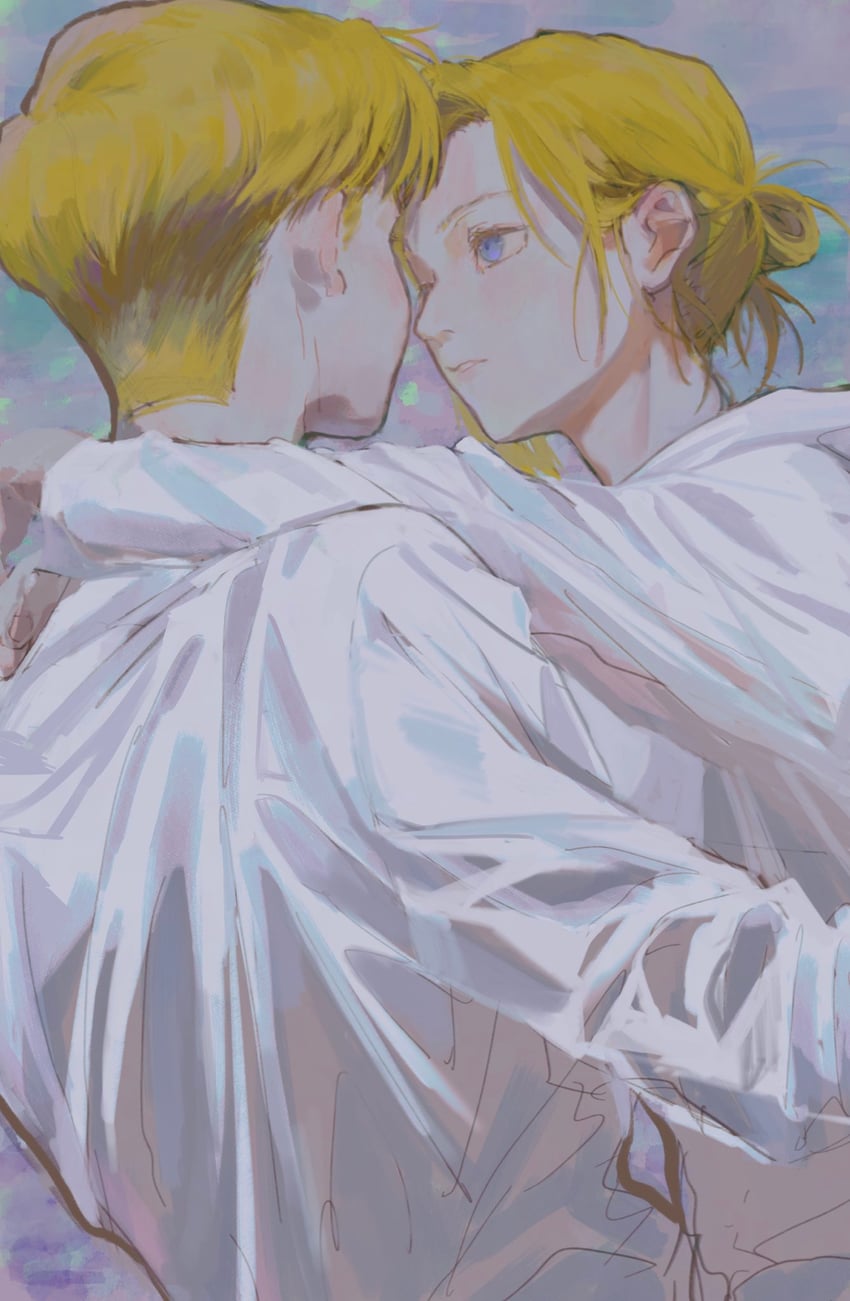 armin arlert and annie leonhart (shingeki no kyojin) drawn by cctomoon
