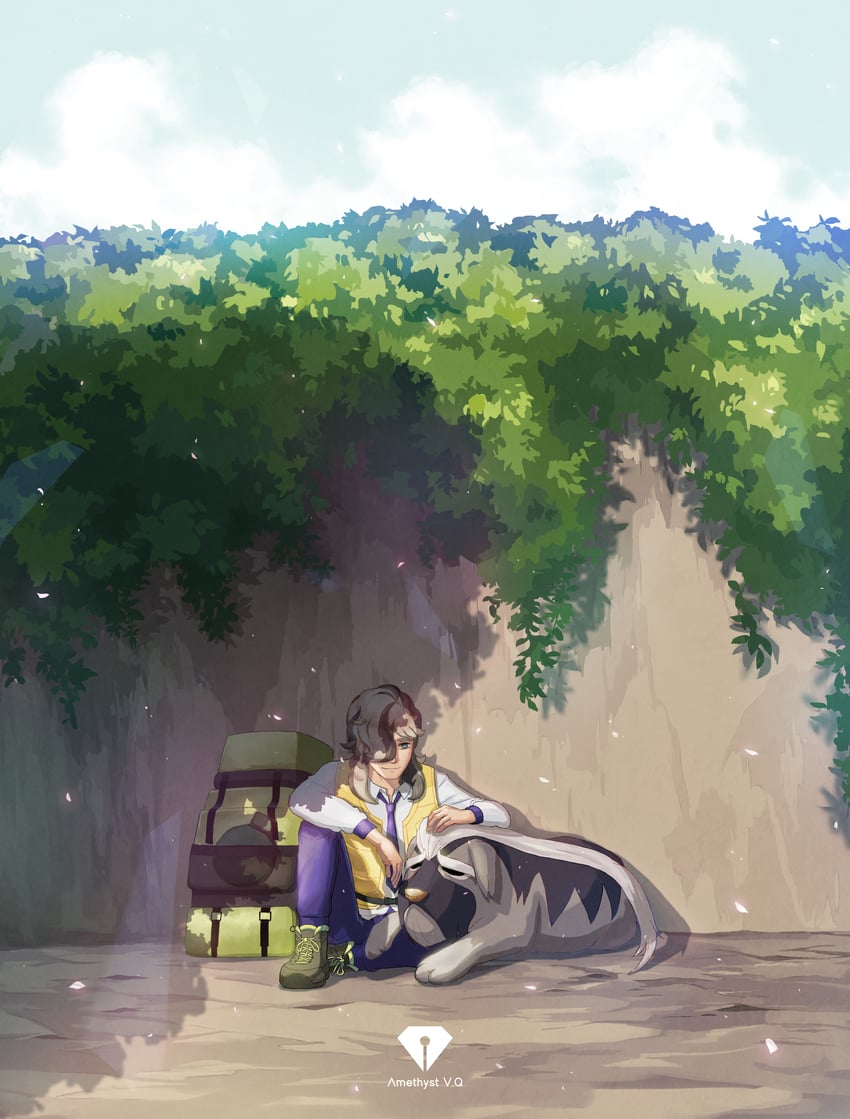 arven and mabosstiff (pokemon and 1 more) drawn by amethyst_vq