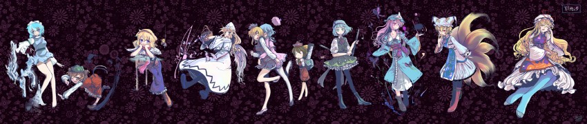 konpaku youmu, alice margatroid, yakumo yukari, saigyouji yuyuko, yakumo ran, and 7 more (touhou and 1 more) drawn by nichimatsu_seri