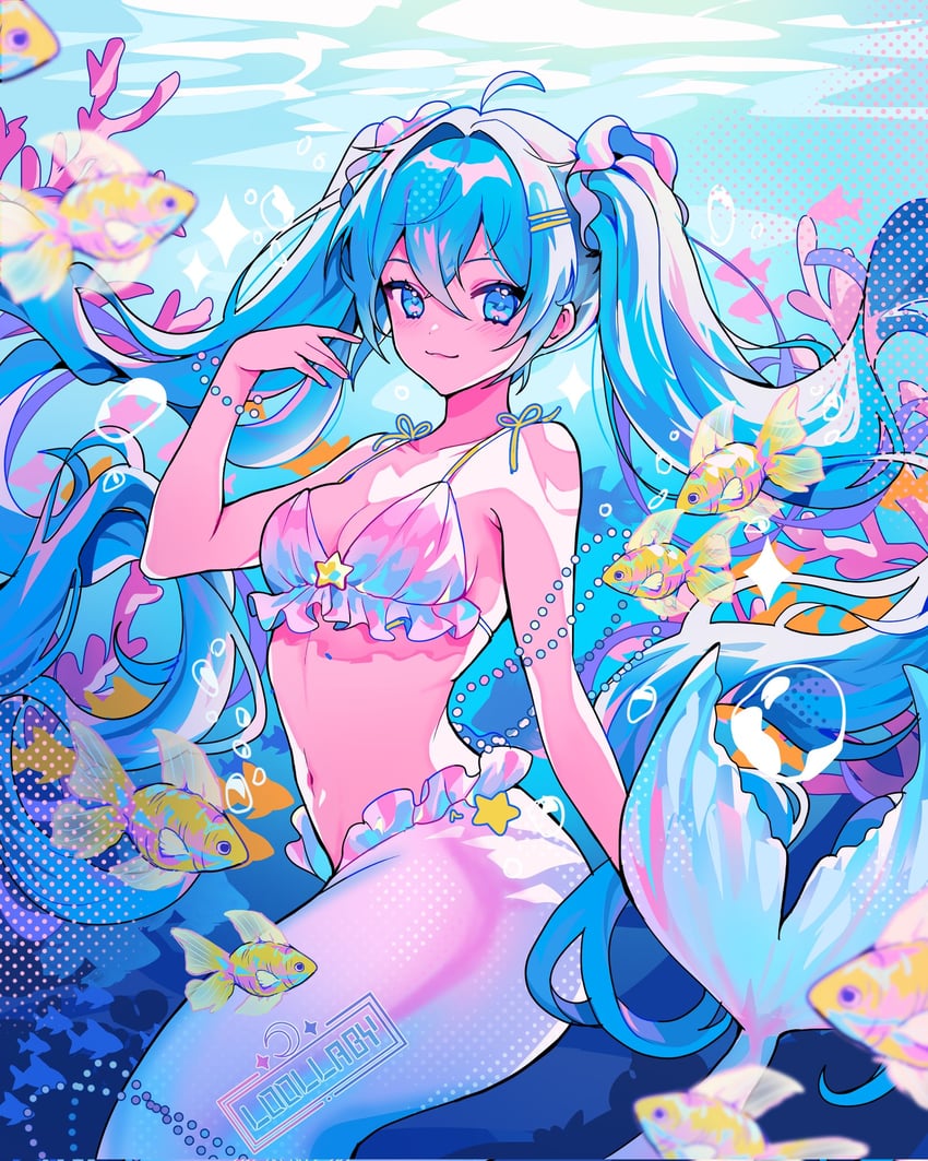 hatsune miku (vocaloid and 1 more) drawn by luna_(l000llaby)