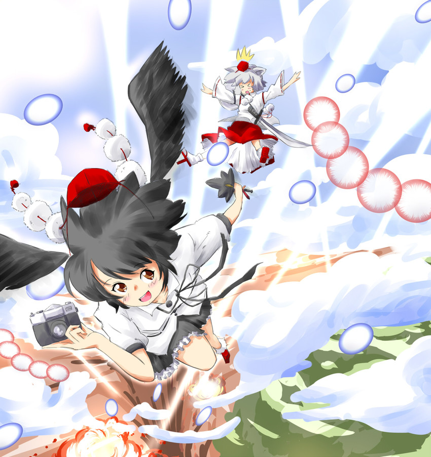 shameimaru aya and inubashiri momiji (touhou) drawn by non_(z-art)