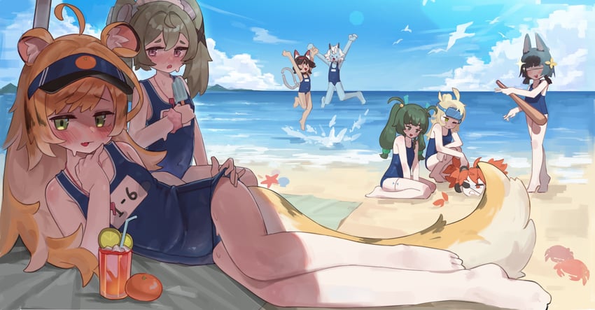 qingyi, soukaku, corin wickes, ju fufu, nekomiya mana, and 2 more (zenless zone zero) drawn by erifan0