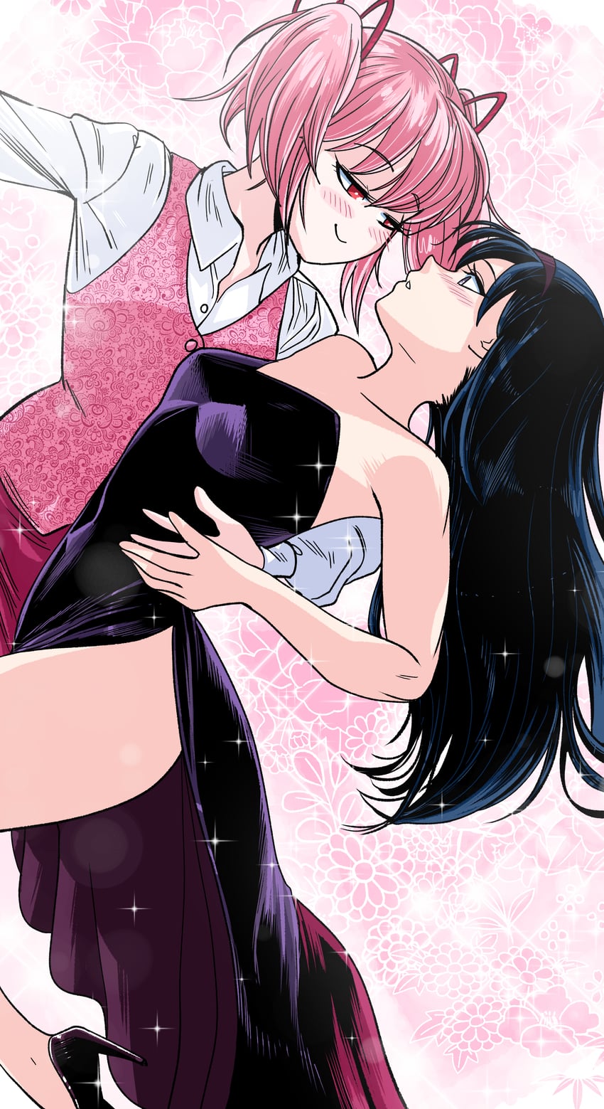 akemi homura and kaname madoka (mahou shoujo madoka magica) drawn by grs-