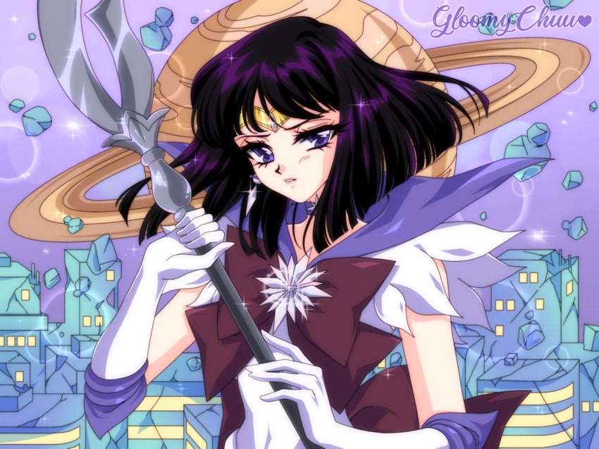 tomoe hotaru and sailor saturn (bishoujo senshi sailor moon) drawn by mroczniak_(gloomy_chuu)