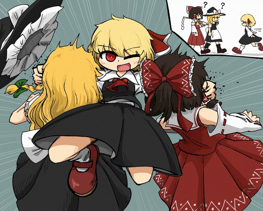 hakurei reimu, kirisame marisa, and rumia (touhou) drawn by orientalzenzai