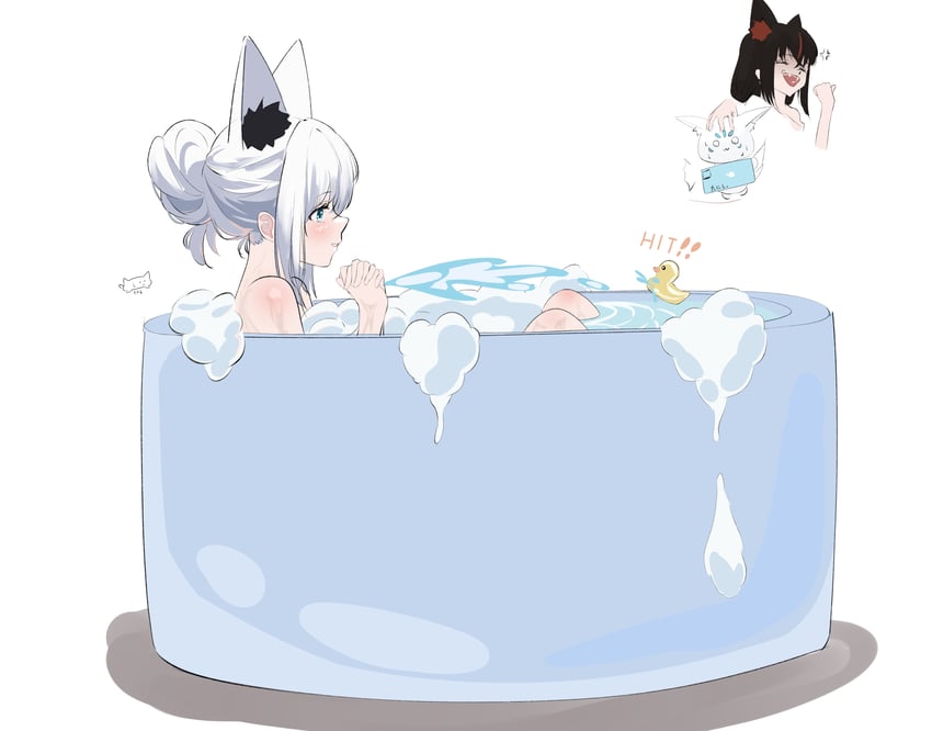 shirakami fubuki, kurokami fubuki, and sukonbu (hololive) drawn by tanishi_(hetianming11093)