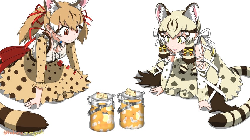 geoffroy's cat and large-spotted genet (kemono friends and 1 more) drawn by hakasecretgash