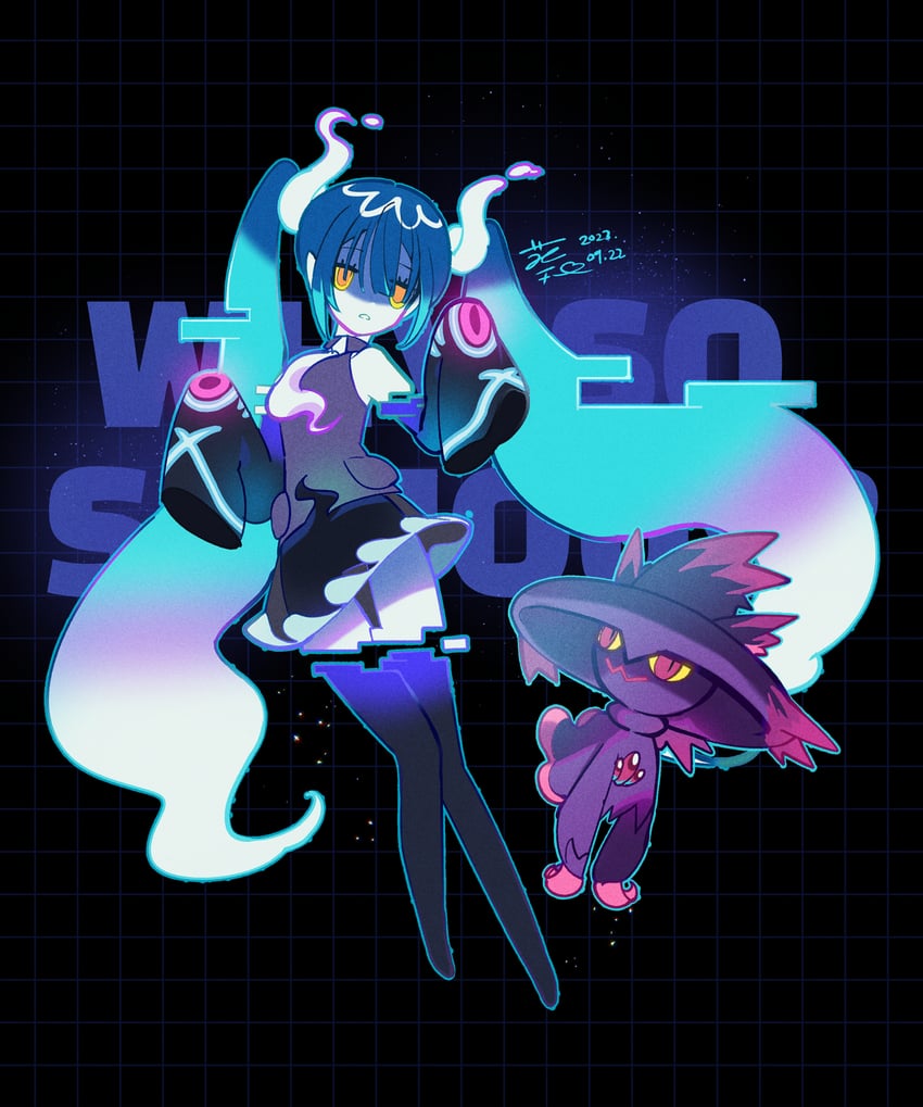 hatsune miku, mismagius, and ghost miku (pokemon and 2 more) drawn by gyuhwa