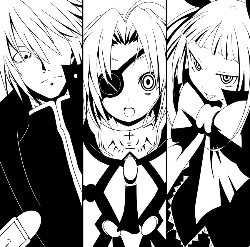 ragna the bloodedge, nu-13, and rachel alucard (blazblue) drawn by minami_kunimusu