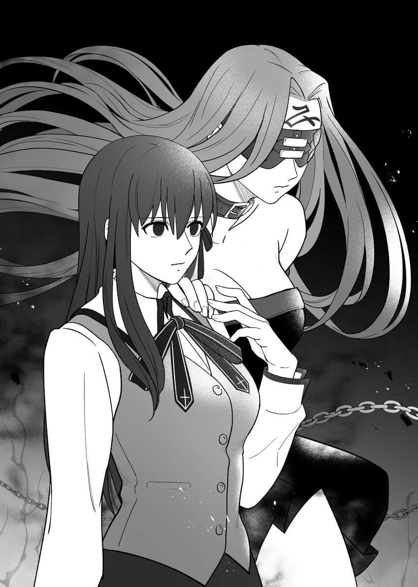 matou sakura and medusa (fate and 1 more) drawn by grinning_cheshire_cat