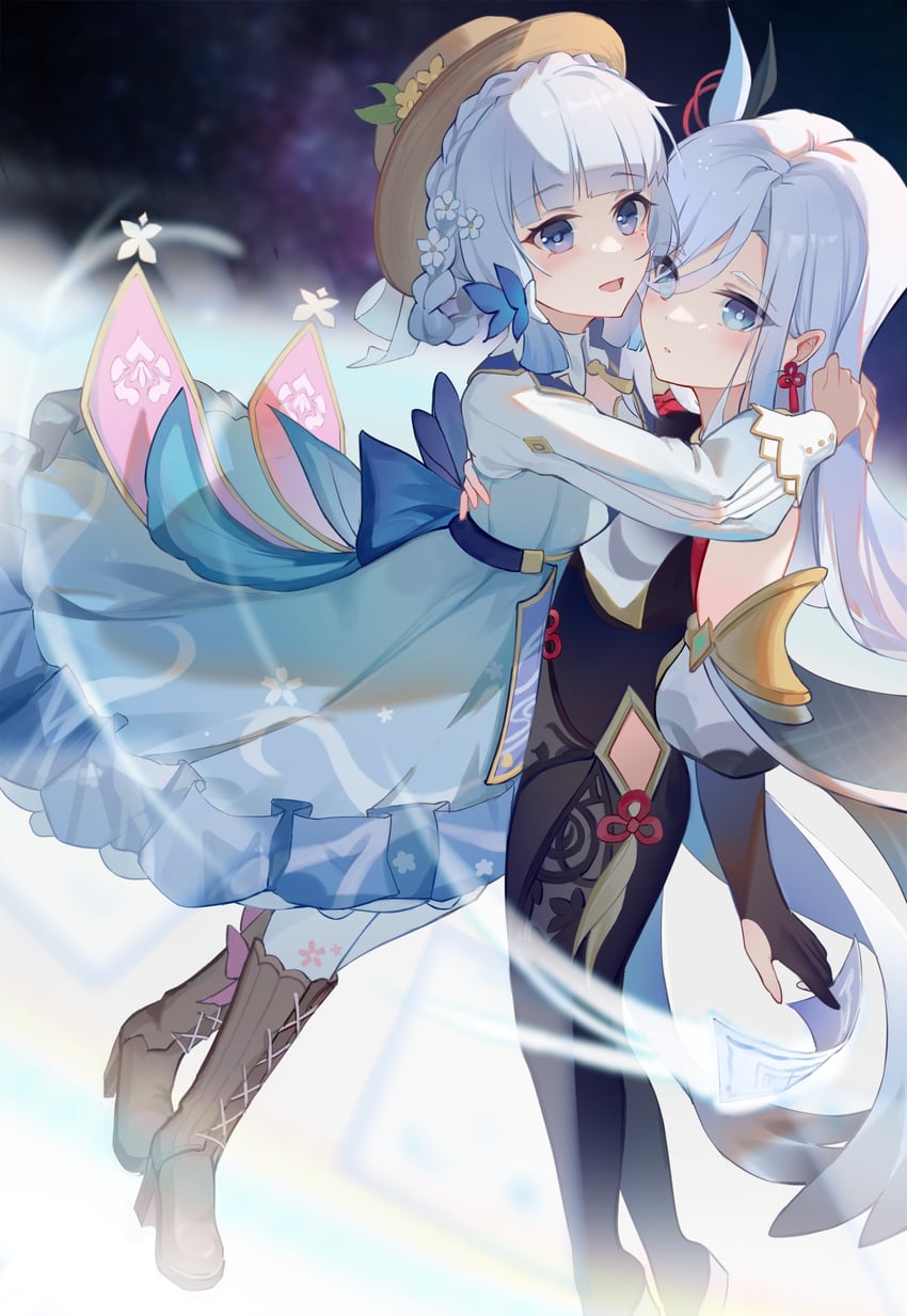 kamisato ayaka and shenhe (genshin impact) drawn by samele_otaku