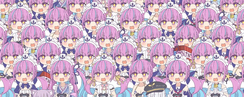nekomata okayu, minato aqua, and kagura mea (hololive and 2 more) drawn by kukie-nyan