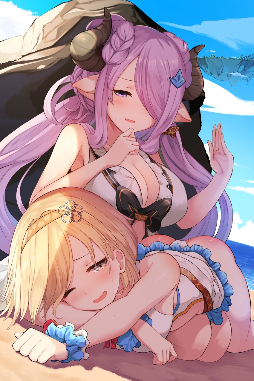 djeeta and narmaya (granblue fantasy) drawn by yamato_(muchuu_paradigm)