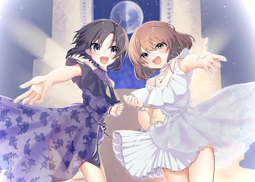 kikuchi makoto and hagiwara yukiho (idolmaster) drawn by ayuko_ammobium