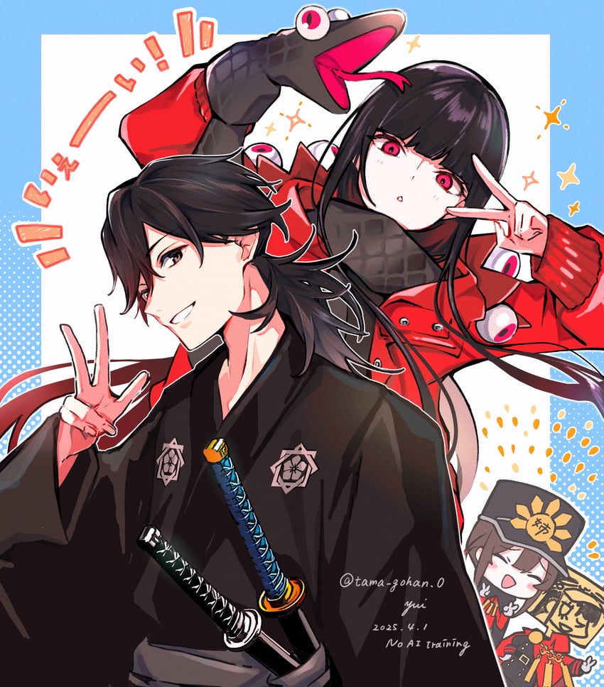 oda nobunaga, oda nobukatsu, oryou, and sakamoto ryouma (fate and 1 more) drawn by yui_(tamagohan)