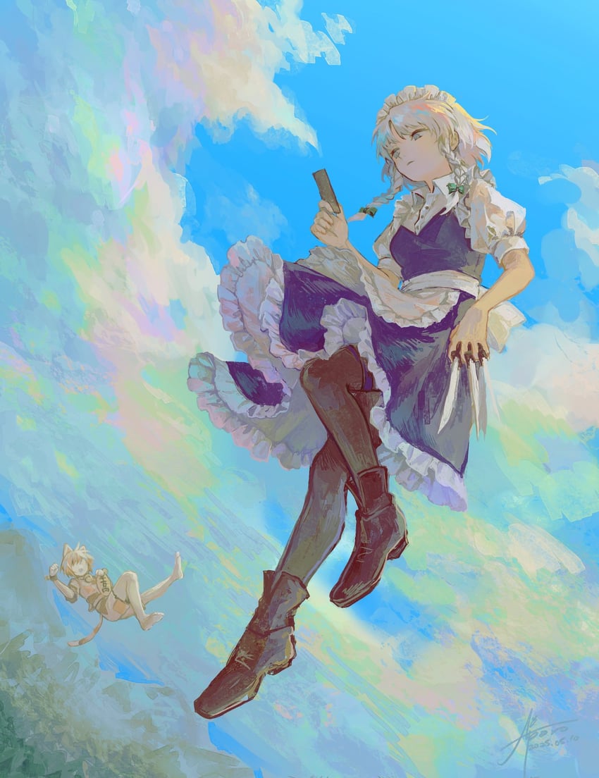 izayoi sakuya and goutokuji mike (touhou) drawn by gensou_aporo