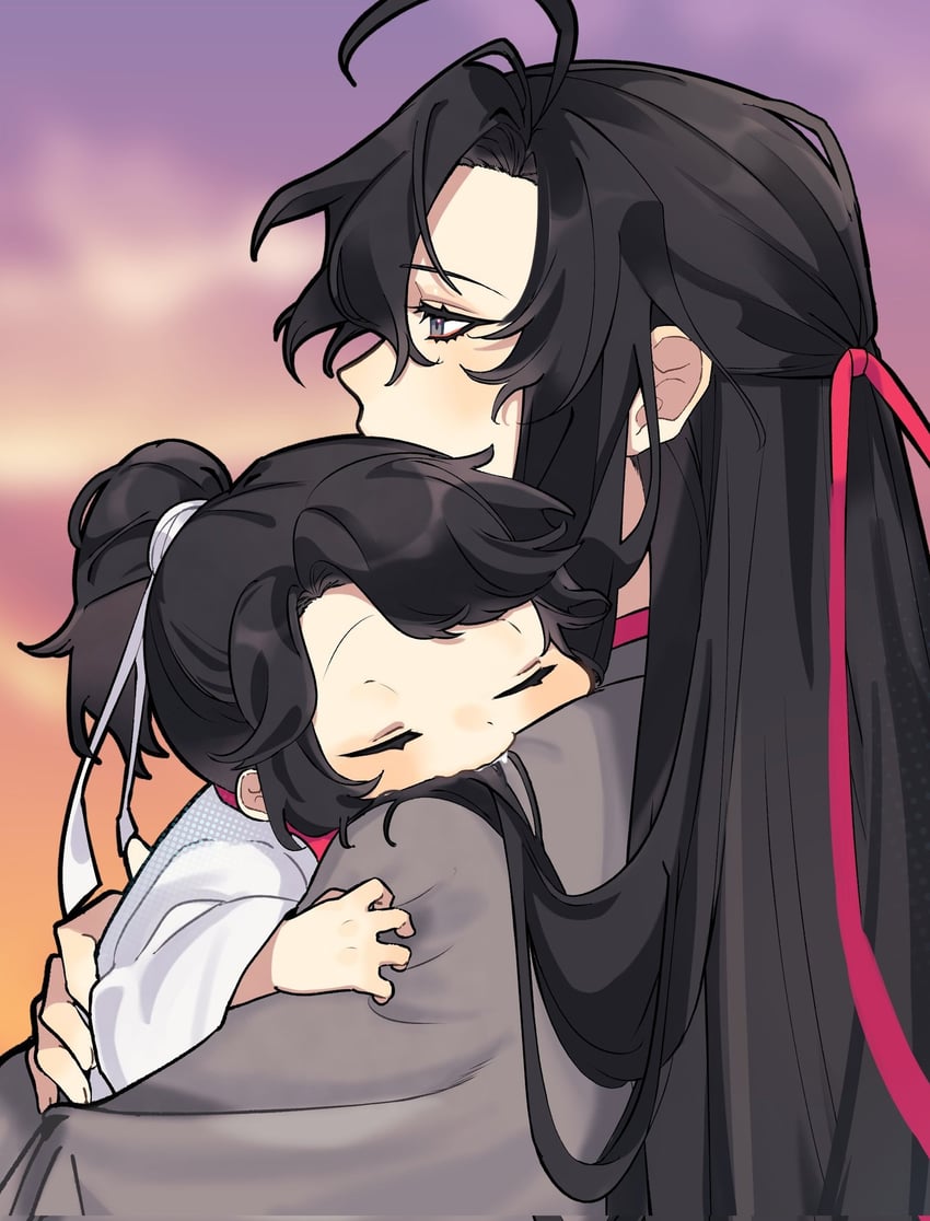 wei wuxian and lan sizhui (modao zushi) drawn by bentuudayo