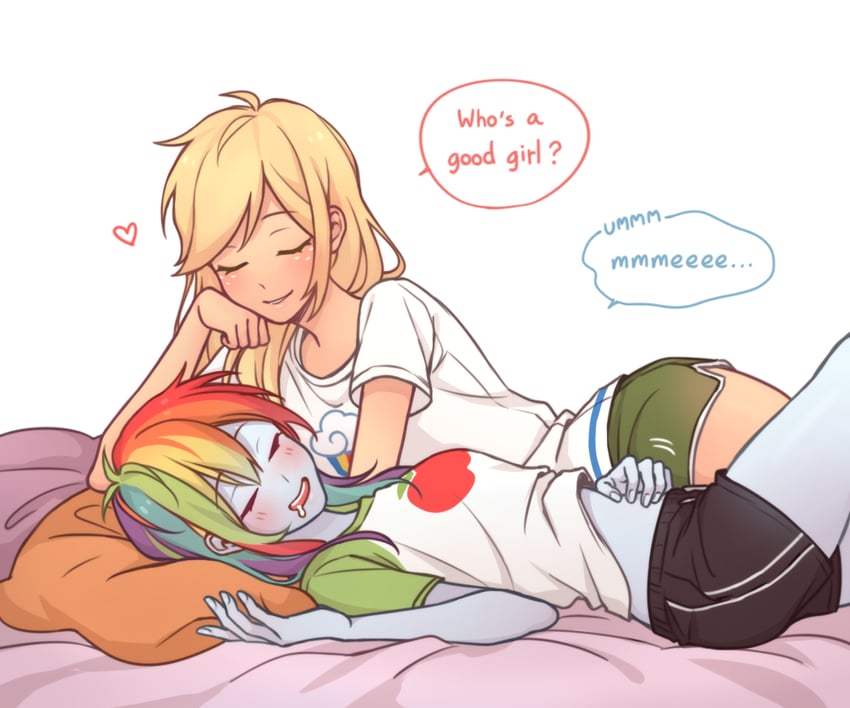 rainbow dash and applejack (my little pony and 2 more) drawn by dcon_34