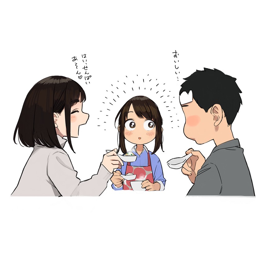 douki-chan, douki-kun, and kouhai-chan (ganbare douki-chan) drawn by yomu_(sgt_epper)