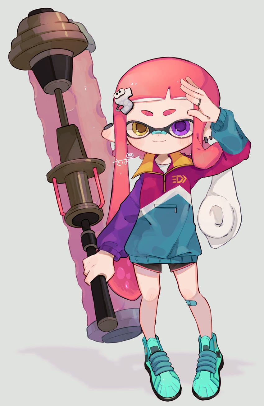 inkling player character and inkling girl (splatoon) drawn by sabata_saba
