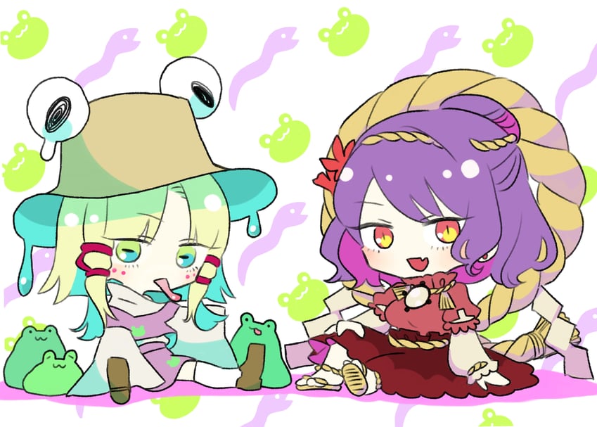 moriya suwako and yasaka kanako (touhou) drawn by whoru