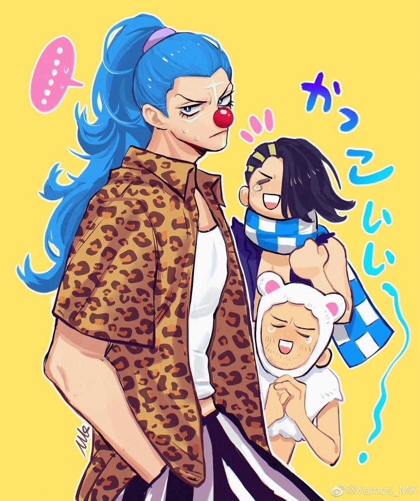 buggy the clown, cabaji, and mohji (one piece) drawn by vamos_mk