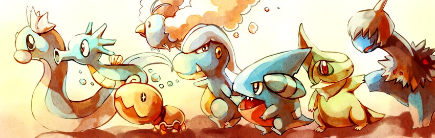 swablu, gible, dratini, trapinch, horsea, and 3 more (pokemon) drawn by sa-dui