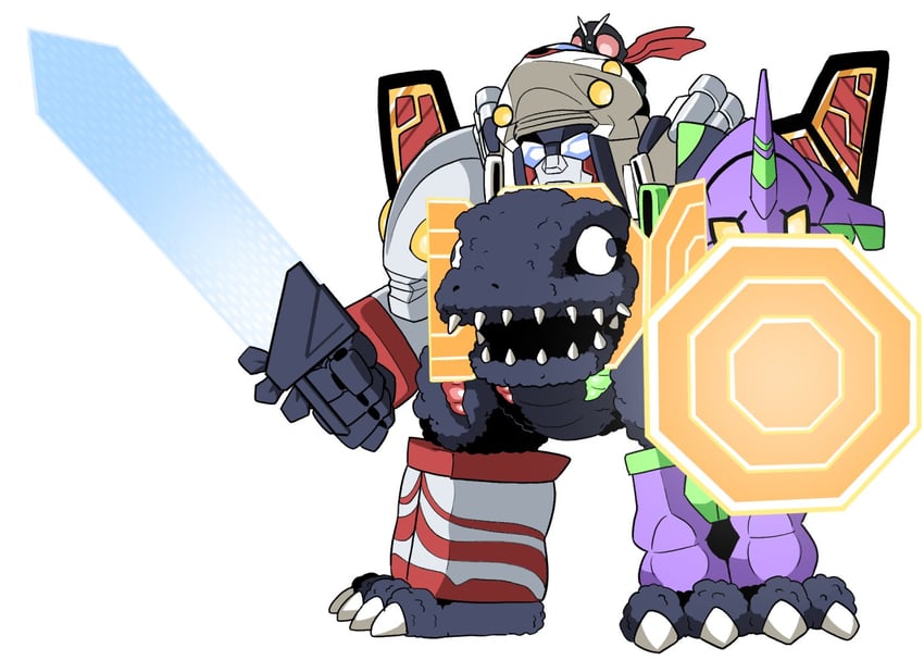 godzilla, eva 01, kamen rider 1, ultraman, and shin universe robo (neon genesis evangelion and 9 more) drawn by ao-yume