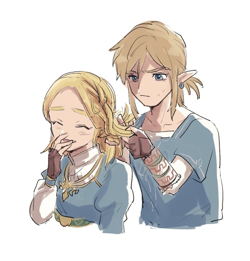 link and princess zelda (the legend of zelda and 1 more) drawn by yamori_(yamoooon21)
