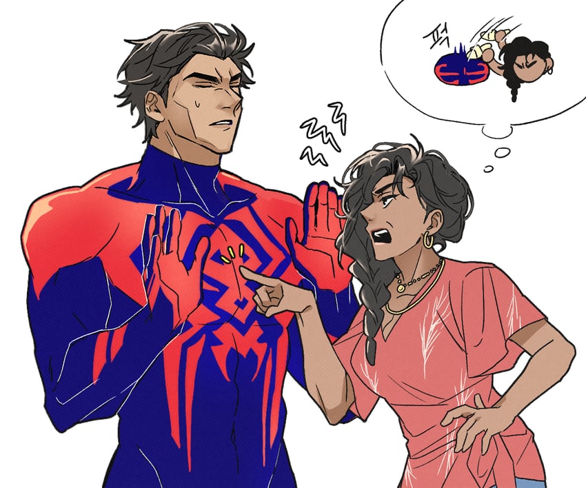 miguel o'hara, spider-man, and rio morales (marvel and 3 more) drawn by gugusam0