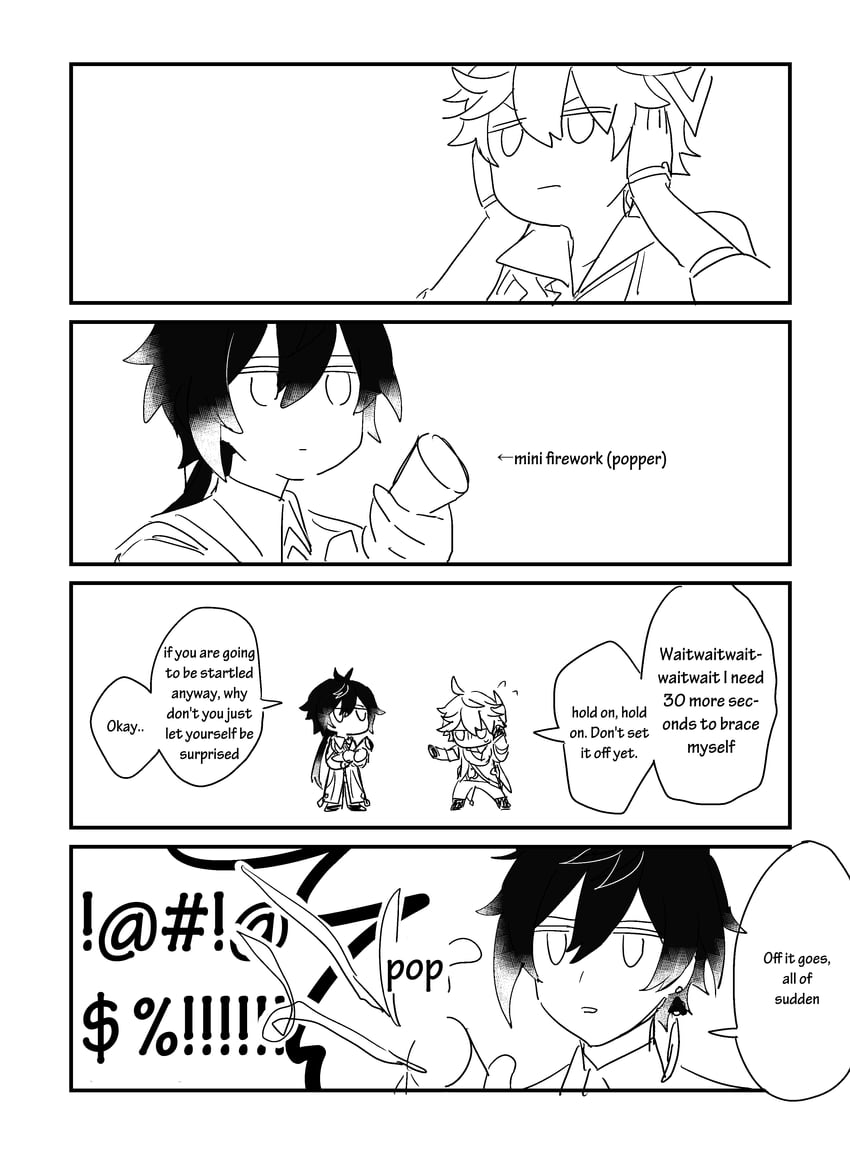 zhongli and tartaglia (genshin impact) drawn by marimo_jh