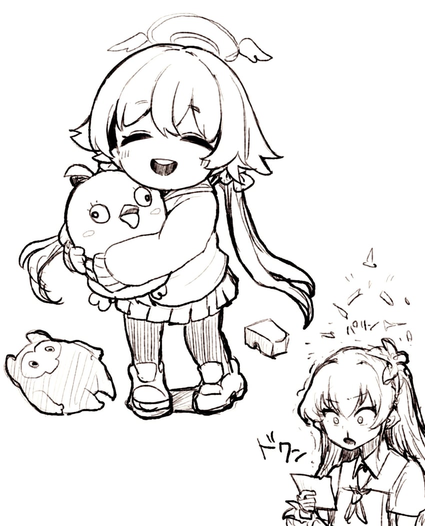 hifumi, peroro, nagisa, and skullman (blue archive) drawn by tsutsuda_(kinosaki_jack)