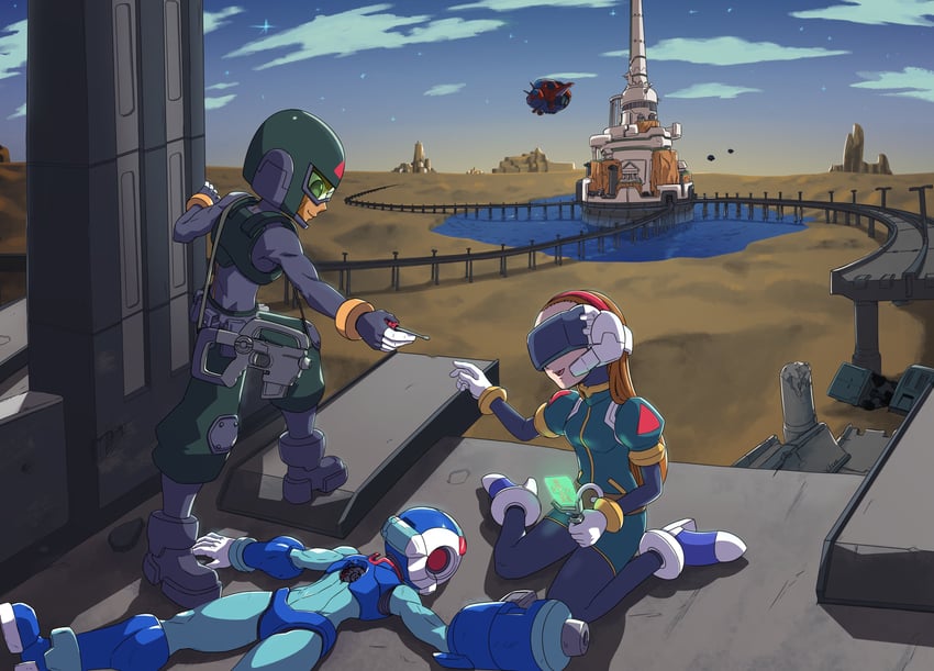 pantheon and rouge (mega man and 1 more) drawn by xtevecb