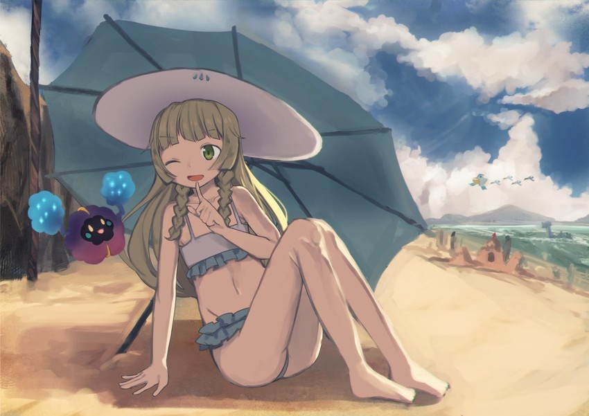 lillie, lapras, cosmog, wingull, pelipper, and 1 more (pokemon and 1 more) drawn by niizuka_(c-drop)