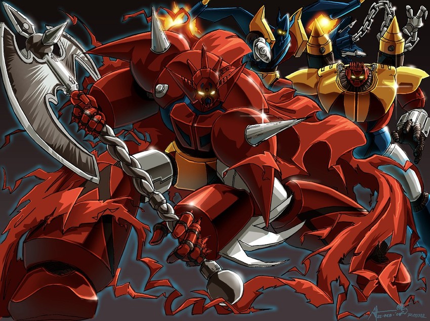 getter dragon, getter liger, and getter poseidon (getter robo and 1 more) drawn by omni-existence and rex-203