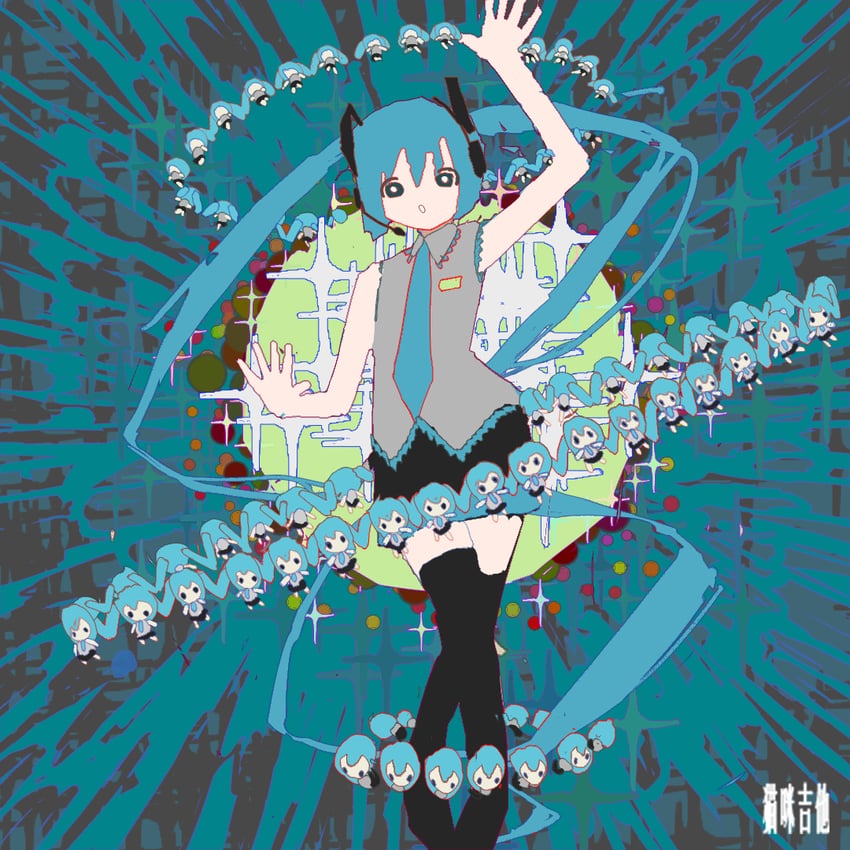 hatsune miku (vocaloid and 1 more) drawn by maomi_jita