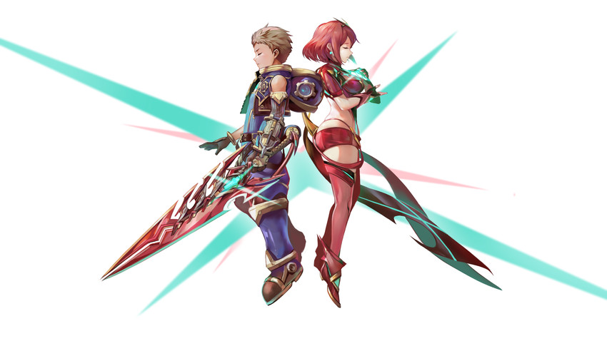 pyra and rex (xenoblade chronicles and 1 more) drawn by badluck
