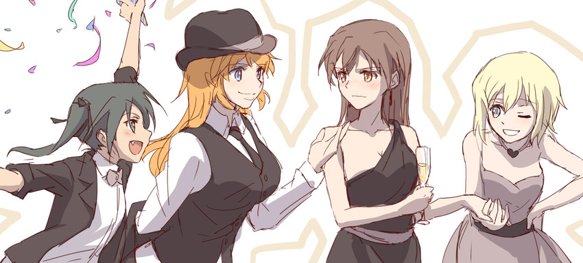 erica hartmann, gertrud barkhorn, charlotte e. yeager, and francesca lucchini (world witches series and 1 more) drawn by kisetsu