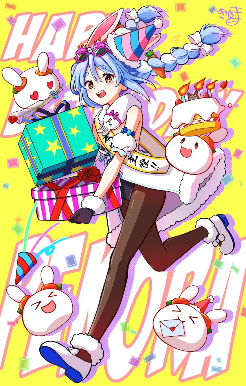 usada pekora, don-chan, and pekomon (hololive) drawn by kiritoma