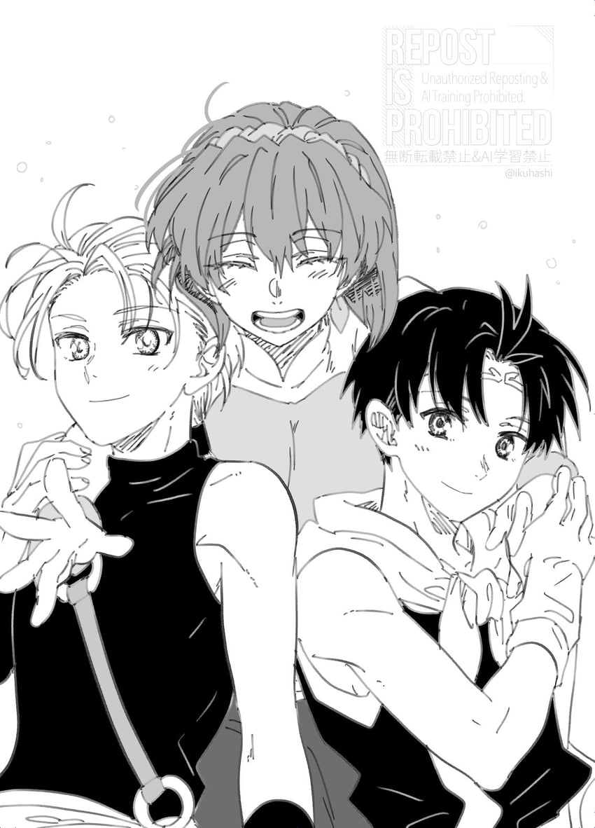 nanami, riou, and jowy atreides-blight (gensou suikoden and 1 more) drawn by ikuhashi_muiko
