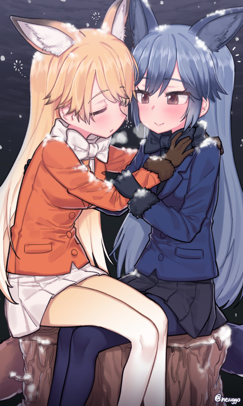 silver fox and ezo red fox (kemono friends) drawn by funako_(newggo)